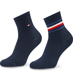 Sada 2 párů dětských vysokých ponožek Tommy Hilfiger 701222665 Navy 027