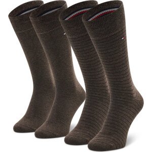 Sada 2 párů pánských vysokých ponožek Tommy Hilfiger 100001496 Oak 778