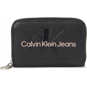 Dámská peněženka Calvin Klein Jeans Sculpted Med Zip Around Mono K60K607229 Black With Rose 01F