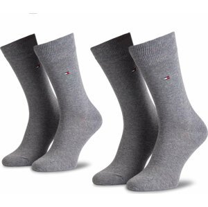 Sada 2 párů pánských vysokých ponožek Tommy Hilfiger 371111 Middle Grey Melange 758