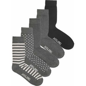 Sada 5 párů pánských vysokých ponožek Jack&Jones Gover 12228611 Gray