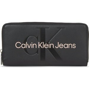 Dámská peněženka Calvin Klein Jeans Sculpted Zip Around Mono K60K607634 Black With Rose 01F