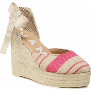 Espadrilky Manebi Wedge Espadrilles G 4.5 Wv Bold Pink Stripes On Natural