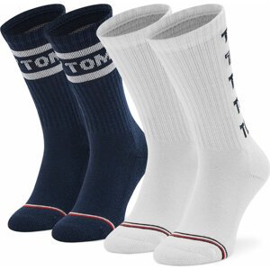 Sada 2 párů dětských vysokých ponožek Tommy Hilfiger 701220264 Navy Combo 001