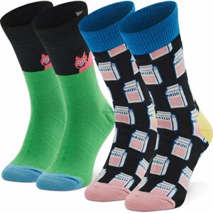Sada 2 párů dětských vysokých ponožek Happy Socks KCAT02-9300 Barevná