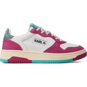 Sneakersy KARL LAGERFELD KL63021 White Lthr W/Pink