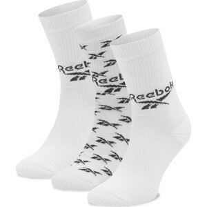 Sada 3 párů vysokých ponožek unisex Reebok Cl Fo Crew Sock 3P GG6682 Bílá