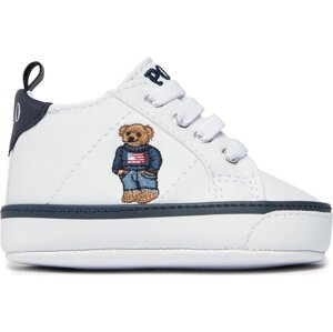 Sneakersy Polo Ralph Lauren RL100690 WHITE SMOOTH/NAVY W/ AMERICAN FLAG BEAR