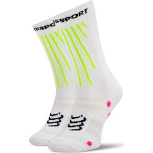 Klasické ponožky Unisex Compressport Aero XU00054B White/Safe Yellow/Neo Pink
