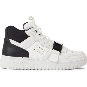 Sneakersy Tommy Jeans Tjm Basket Leather Buckle Mid EM0EM01288 Ecru/Black TCR