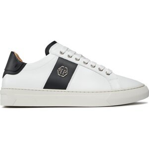 Sneakersy PHILIPP PLEIN Leather Lo-Top Sneakers Hexagon AACS MSC3905 PLE075N White / Black 0102