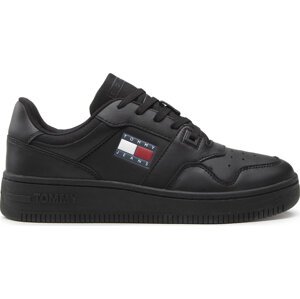 Sneakersy Tommy Jeans Retro Basket EM0EM00955 Triple Black 0GK