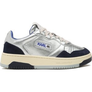 Sneakersy KARL LAGERFELD KL63021F Silver Text Lthr W/Blue