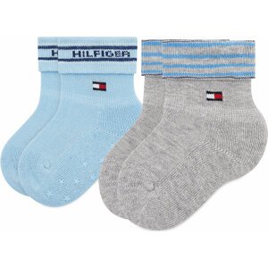 Sada 2 párů dětských vysokých ponožek Tommy Hilfiger 701220274 Blue Combo 003
