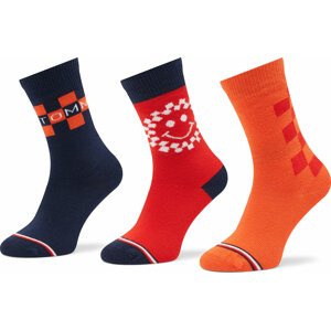Sada 3 párů dětských vysokých ponožek Tommy Hilfiger 701220267 Orange 001