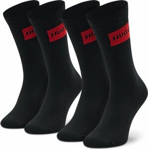 Sada 2 párů vysokých ponožek unisex Hugo Rib Label 50468432 001