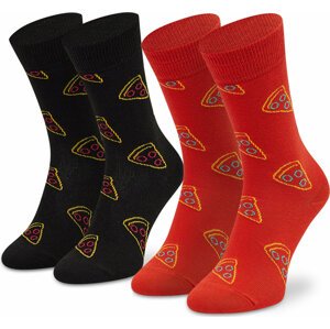 Sada 2 párů vysokých ponožek unisex Happy Rain XPIZ02-0200 Červená