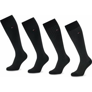 Sada 4 párů pánských vysokých ponožek Tommy Hilfiger 701220148 Black 002