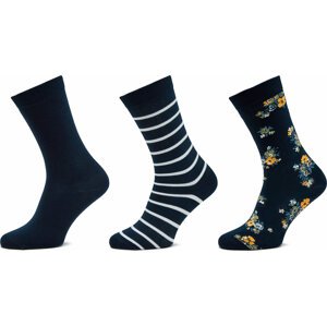 Sada 3 párů vysokých ponožek unisex Pepe Jeans Floral Cr 3P PLU30009 Navy 595