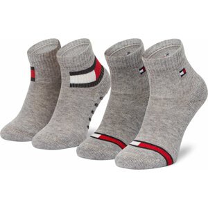 Sada 2 párů dětských vysokých ponožek Tommy Hilfiger 100002319 Light Grey Melange 002