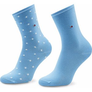 Sada 2 párů dámských vysokých ponožek Tommy Hilfiger 100001493 Light Blue 024