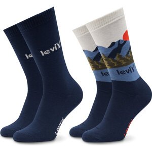 Sada 2 párů pánských vysokých ponožek Levi's® 701221257 Navy