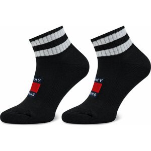 Sada 2 párů vysokých ponožek unisex Tommy Hilfiger 701226106 Black/White 003