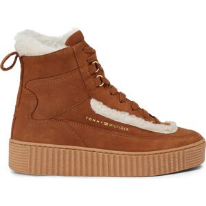 Polokozačky Tommy Hilfiger Essential Lace Up Warmbootie FW0FW07503 Natural Cognac GTU