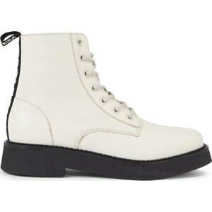 Polokozačky Tommy Jeans Tjw Lace Up Flat Boot EN0EN02310 Rich Cream YA6