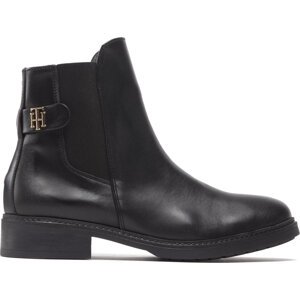 Kotníková obuv s elastickým prvkem Tommy Hilfiger Th Leather Flat Boot FW0FW06749 Black BDS