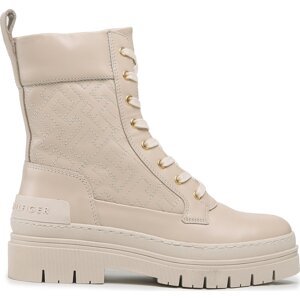 Polokozačky Tommy Hilfiger Lace Up Zip Boot Monogram FW0FW06849 Sugarcane AA8