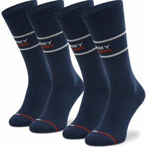 Sada 2 párů pánských vysokých ponožek Tommy Hilfiger 701218704 Navy 002