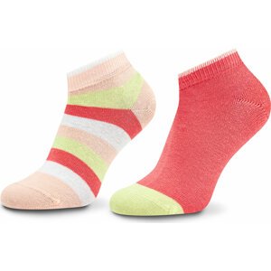 Sada 2 párů dětských nízkých ponožek Tommy Hilfiger 354010001 Pink/Light Citrus 037