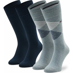Sada 2 párů pánských vysokých ponožek Tommy Hilfiger 100001495 Blue 002