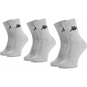 Sada 3 párů vysokých ponožek unisex Kappa 704304 Grey Melange 19M