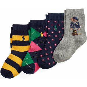 Sada 4 párů dětských vysokých ponožek Polo Ralph Lauren 446896764001 Grey Multi