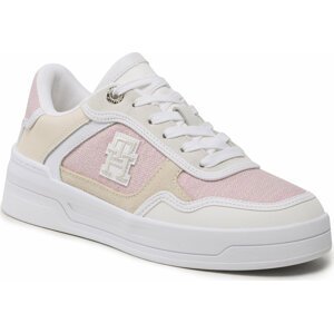 Sneakersy Tommy Hilfiger Th Woven Basket Sneaker FW0FW07289 White/Pink Daisy 0LI