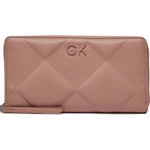 Velká dámská peněženka Calvin Klein Re-Lock Quilt Za Wallet Lg K60K610774 Ash Rose VB8