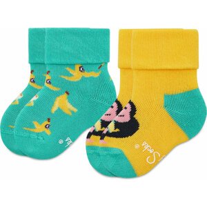 Sada 2 párů dětských vysokých ponožek Happy Socks KMNB45-7000 Zelená