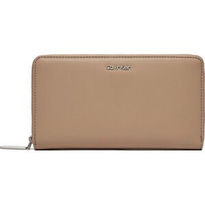 Velká dámská peněženka Calvin Klein Ck Must Z/A Wallet Xl K60K608164 Silver Mink PFA
