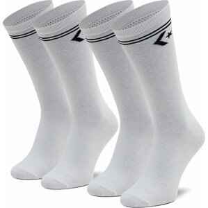 Sada 2 párů vysokých ponožek unisex Converse E1025W-2010 Bílá