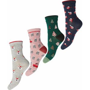 Sada 4 párů dámských vysokých ponožek Pieces Anita Glitter 17133914 Light Grey Melange