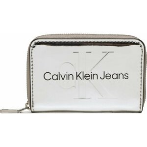 Malá dámská peněženka Calvin Klein Jeans Sculpted Med Zip Around K60K610405 Stříbrná