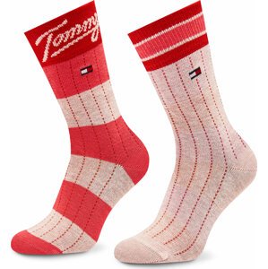 Sada 2 párů dětských vysokých ponožek Tommy Hilfiger 701222662 Pink/Marshmallow 003
