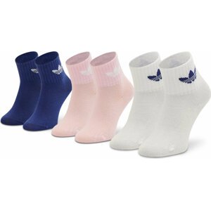 Sada 3 párů dětských vysokých ponožek adidas Ankle HC9596 White/True Pink/Legacy Indigo