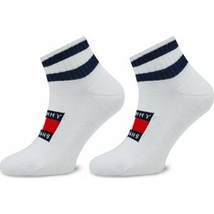 Sada 2 párů vysokých ponožek unisex Tommy Hilfiger 701226106 White/Navy 001