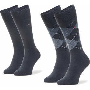 Sada 2 párů pánských vysokých ponožek Tommy Hilfiger 100001495 Dark Navy 322