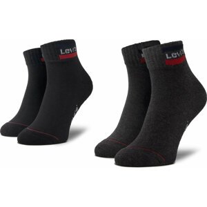 Sada 2 párů nízkých ponožek unisex Levi's® 37157-0148 Mid Grey/Black