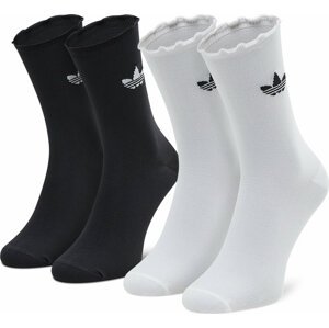 Sada 2 párů vysokých ponožek unisex adidas Ruffle Crw 2Pp HC9532 Black/White