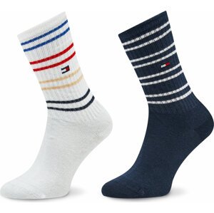 Sada 2 párů dětských vysokých ponožek Tommy Hilfiger 701222661 White/Tommy Original 031